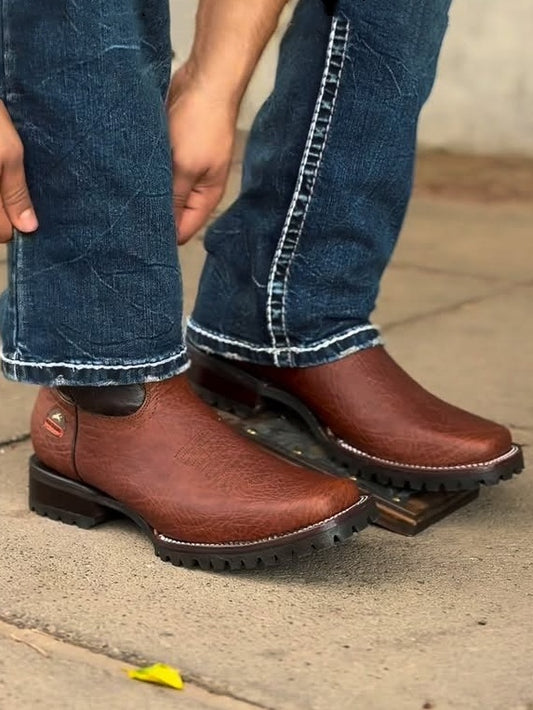 Men’s Western Embroidered Genuine Leather Cowboy Work Boots
