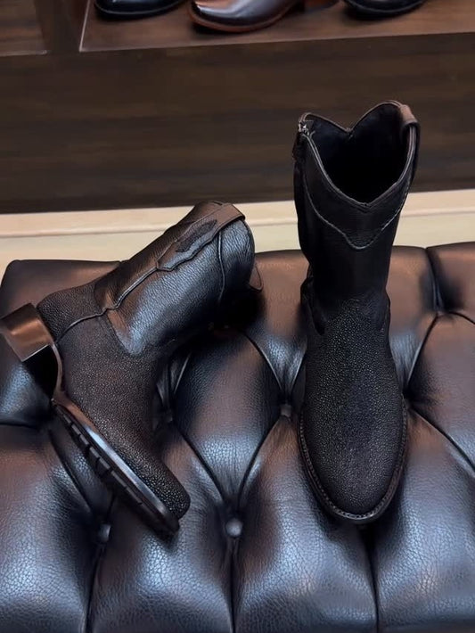 Black Zip-up Cowboy Boots