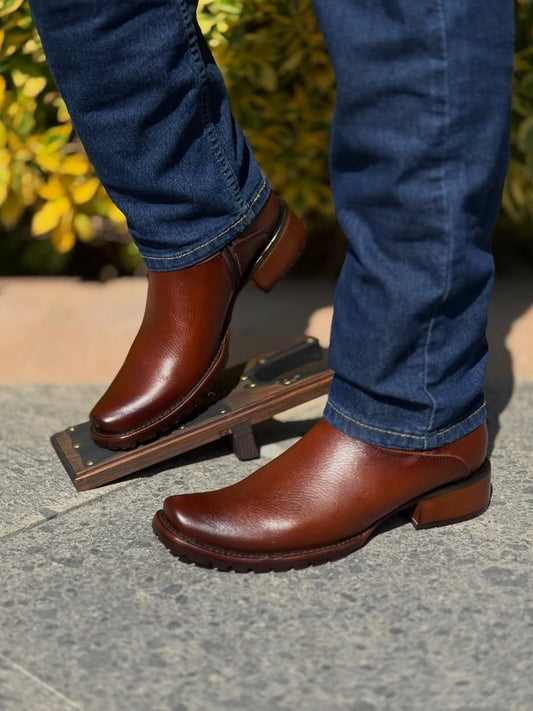 Men's Side Zipper Cowboy Boots With Truck Sole