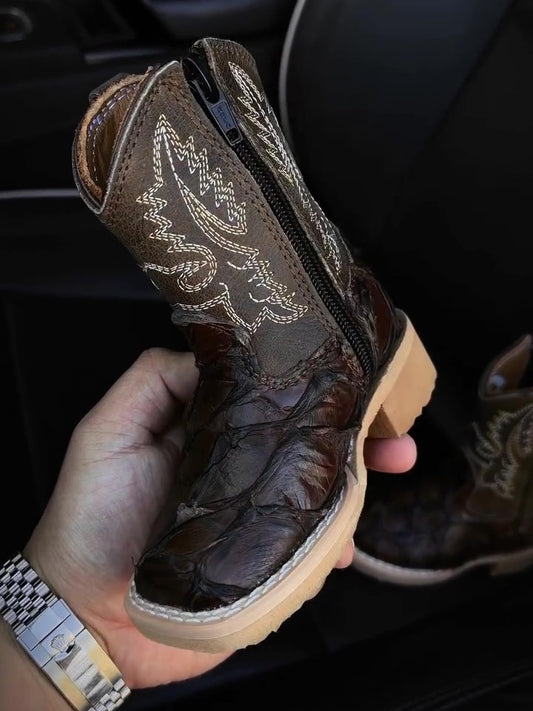 Original Square-toe Fish Skin Children's Boots