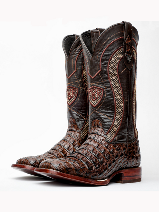 Men's Square Toe Crocodile Texture Western Boots