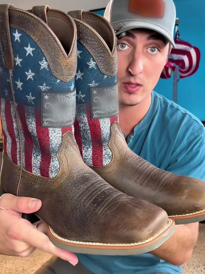 Men's Flag Western Cowboy Boots