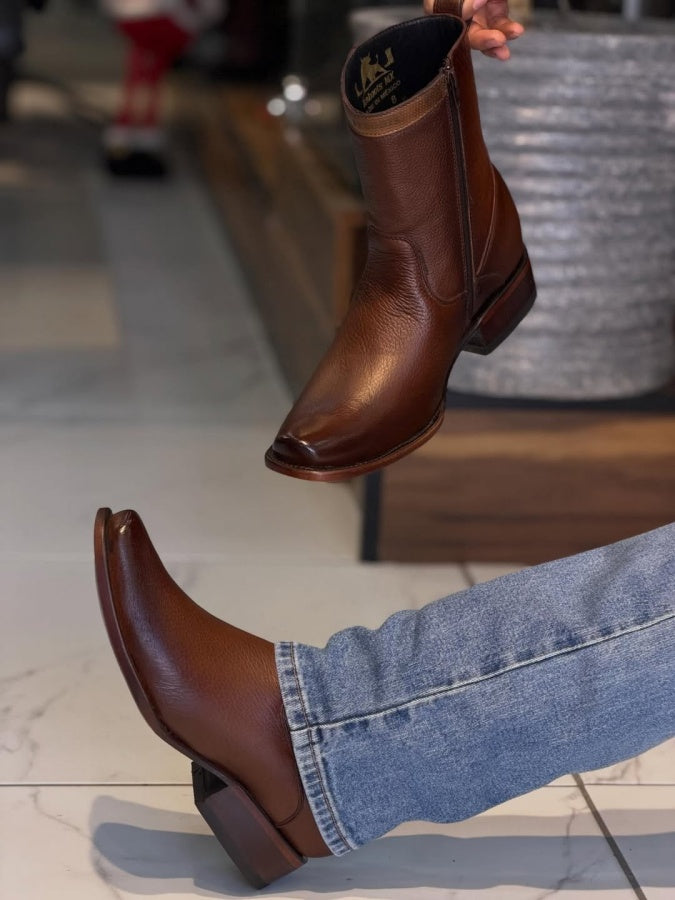 Men's Side Zipper Deerskin Boots