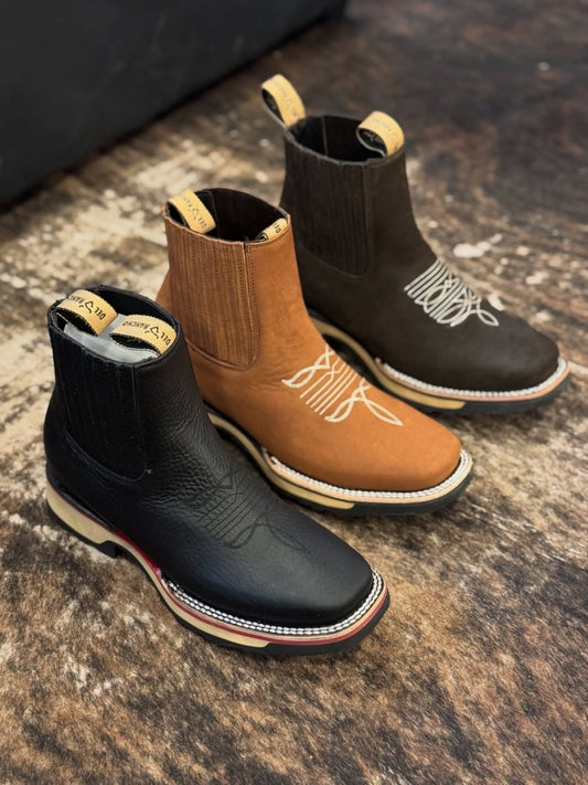 Men's Embroidered Western Cowboy Ankle Boots