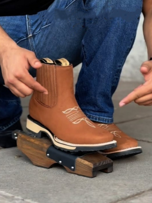 Men's Embroidered Western Cowboy Ankle Boots