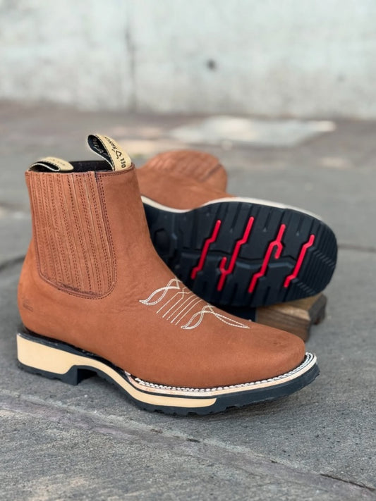 Men's Embroidered Western Cowboy Ankle Boots