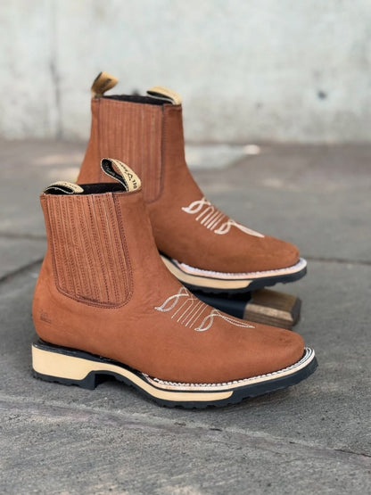 Men's Embroidered Western Cowboy Ankle Boots